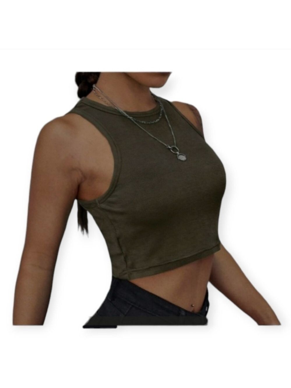 7 For All Mankind Khaki Crop Top